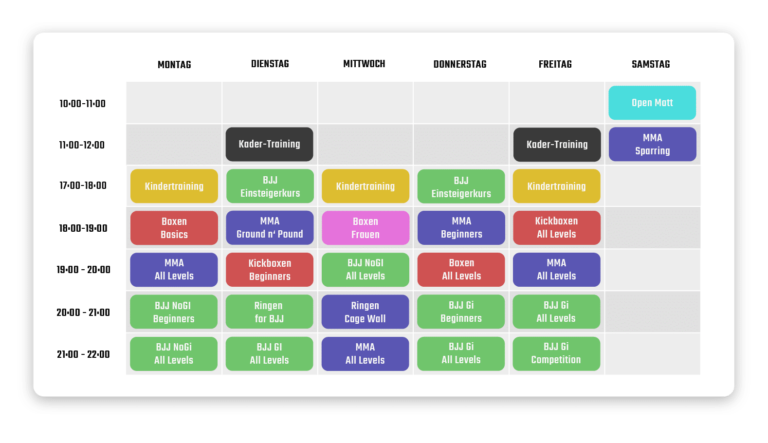 Ein iPad-Bildschirm mit dem Trainingszeiten-Fahrplan.