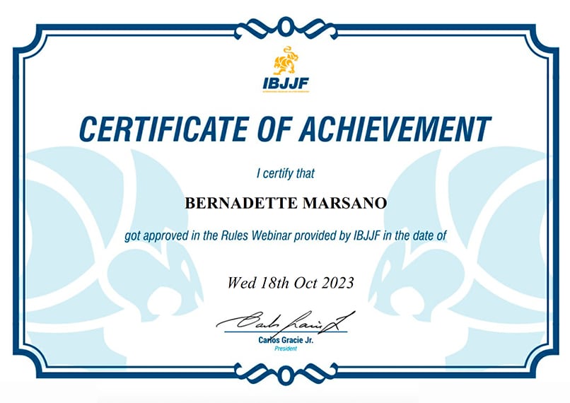 Eine Leistungsbescheinigung für Bernadette Maksano.