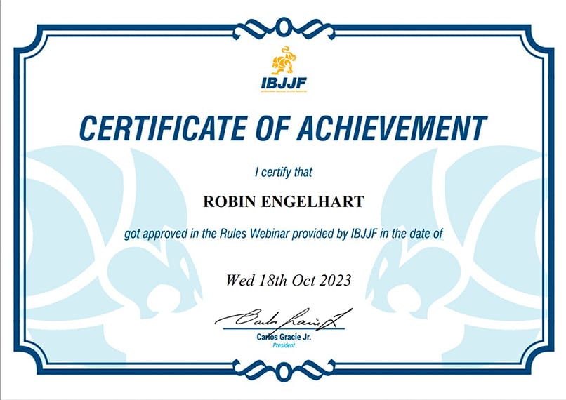 Eine von den Schiedsrichtern anerkannte Leistungsbescheinigung für Robert England.